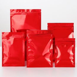 400Pcs Red Ziper Lock Packaging Bags Resealable Mylar Aluminium Foil Packing Pouch Various Sizes Food Storage Bag