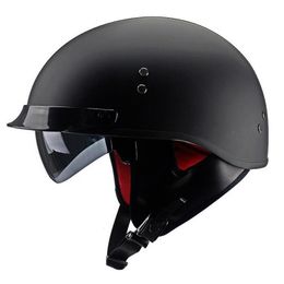 Motorcycle Helmets DOT Helmet Retro Mat Black Moto Scooter Vintage Half Face Biker Motorbike Crash Casco