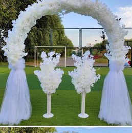 2.5m Metal Wedding Iron Arch Decoration Artificial Cherry Blossom DIY Wedding Arch Background Party Decoration Road Guide Flower