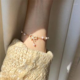 Charm Bracelets LISM Silver Colour Crystal Pearl Sparkling Bowknot Charming Bracelet For Women &Bangle Wedding Birthday Jewellery