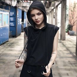 Women's Hoodies & Sweatshirts Fashion Sleeveless Vest Women Black BF Loose Pullover Fall Casual Sweatshirt Streetwear 2021