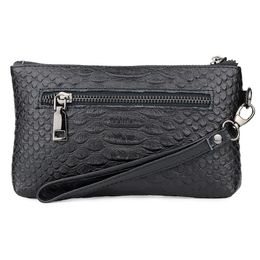 Wallets Luxury Croco Women Leather Wallet Second Layer Cowhide Purse 2021 Fashion Clutch Bag Purses Ladies Black Pink Red Zipper