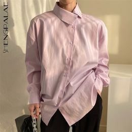 Personalised Lapel Blouse Women's Spring Loose Single Breasted Split Long Sleeve Shirt Top Female Tide 5C383 210427