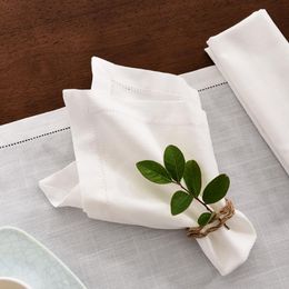 Table Napkin 12pcs Napkins Wedding Party Dinner White Cloth Restaurant Home Cotton Linen Handkerchie 4 Size