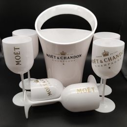Ice Buckets And Coolers with 6Pcs white glass Moet Chandon Champagne glass Plastic266J