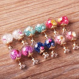rhinestone balls for earrings UK - Jewelrys35 Europe Fashion Jewelry Cute Glass Ball Rhinestone Flower Stud Earrings Women Drop Delivery 2021 Aseau