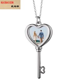 sublimation blank heart key necklaces pendants hot Heat transfer printing sublimation ink products necklace