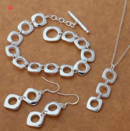 Wholesale Women'S Sterling Silver Jewellery Sets 3pcs Sets A Lot Mixed Style Silver Necklace Bracelet Earring Jewellery Set