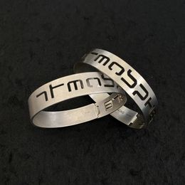 21ss fashion jewelry Raf Simons Silver hollowed out letters bangles Vintage Carved men's and women's bracelet birthday gifts