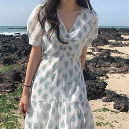 Plus Size Summer Dress Girls Boho Party Chiffon Female Vintage long Print Short Sleeve Women es Robe Vestido 210423