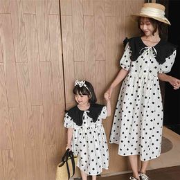 Summer fashion dot turn-down collar princess dresses arrival cute cotton Family dress 210724
