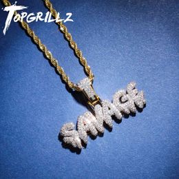 TOPGRILLZ Hip Hop Necklace Brass Gold Colour Iced Out Chains Micro Pave Cubic Zircon Pendant Necklace Charm For Men Gifts X0509