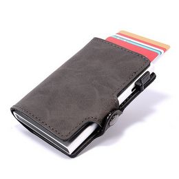 Men Casekey Vintage Leather Slim Smart Mini Rfid Metal Porte Carte Wallets