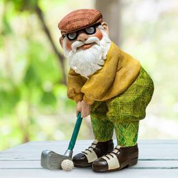 Decorative Objects & Figurines Resin Ornament Gnome Old Man Golf Craft Statue Garden Desktop Ornaments Painted Interest Cute Decoration