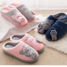 Women Winter Home Slippers Cartoon Cat Shoes Soft Winter Warm House Slippers Indoor Bedroom Lovers Couples P0828