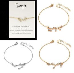 12 Constellation Horoscope Astrology Zodiac Bracelet for Women Crystal Hand Chain Cubic Zirconia Stones Bracelets Nice Jewellery Gift