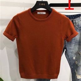 Short-sleeved T-shirt ice silk round neck men's tight half-sleeved summer social thin t-shirt 210420