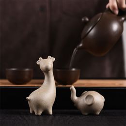 Creative Tea Pet Small Animal Figurines Fine Stoneware 12 Zodiac Ornaments Cute Kung Fu Dragon Crafts Tea Set Teahouse Decor
