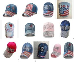 Party Hats Trump 2024 Baseball Cap Election Campaign Hat Cowboy Diamond Caps Adjustable Women Denim DD310