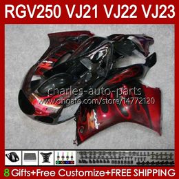 OEM Bodys Kit For SUZUKI 250CC RGV250 SAPC VJ21 RGV250 RGV-250CC 88 89 Bodywork 21HC.17 RGVT-250 RGV-250 Panel RGVT RGV 250 CC 1988 1989 Full Fairings Kit red flames new