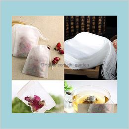 Coffee Tools Drinkware Kitchen Dining Bar Garden 100Pcs Disposable Filter Nonwoven Empty Strainers With String Tea Bags For Home 6 X 8