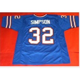 Custom 009 Youth women Vintage CUSTOM BLUE OJ SIMPSON Front and back mesh f Football Jersey size s-5XL or custom any name or number jersey