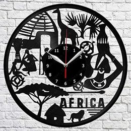 Wall Clocks Africa Handmade Exclusive Clock Art Decor Home Record Black Original Gift Unique Design