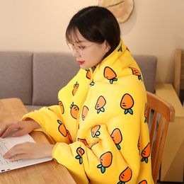 Soft Lazy Blanket Adult Sofa TV Blanket Coral Fleece Wearable Sweatshirt Winter Warm Plush Flannel Weighted Blanket F0293 210420