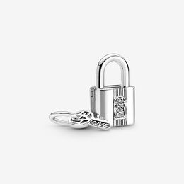 100% 925 Sterling Silver Padlock and Key Dangle Charms Fit Original European Charm Bracelet Fashion Wedding Engagement Jewelry Accessories
