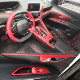 Car-Styling 5D Carbon Fiber Car Interior Center Console Color Change Molding Sticker Decals For Peugeot 4008 5008 2017-2019