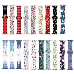 Apple Watch Bands Smart Straps Christmas For iWatch 12345 6 7 Series Silicone Printed Brand Bracelets 38/40/41mm 42/44/45mm 32 Colors