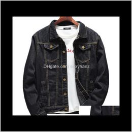 Jackets Outerwear & Coats Clothing Apparel Drop Delivery 2021 Mens Autumn Black Hip Hop Slim Long Sleeve Jacket Fashion Denim Top Youth M-5Xl