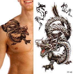 dragon temporary tattoos UK - Ferocious Dragon Temporary Tattoo Wolf Animals Sexy Tattoos Waterproof Sticker Flower Black Fake Tatoo For Women Girls And Man