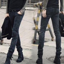 Men's Jeans 2021 Spring Autumn Casual Streetwear Skinny Men Black Snow Feet Students Teenagers Pants Denim Long Pencil