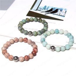 10MM Big Matte round Natural Agates beaded bracelet for men women metal beads charm gem stone Elastic bracelets