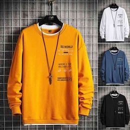 Round Neck Men's Hoodie Casual Print Long Sleeve Sweatshirt Men Hip-Hop Streetwear Trendy Pullovers Harajuku Style Autumn Spring 210715