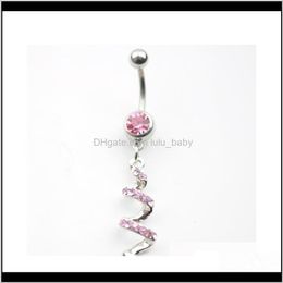 Bell Button Rings Delivery 2021 D0013-1 ( 2 ) Piercing Body Jewelry Style Navel Belly Ring Clear & Pink Colors Stone Drop I9Ioo Jfqwn