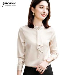 Naviu Apricot Shirt Women Fashion Autumn Slim Chiffon Long Sleeve Blouses Office Ladies Formal Work Tops 210604