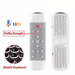 Q40 2.4G Wireless Air Mouse Gyroscope IR Learning Smart Voice Remote Control with English Keyboard for Android TV Box