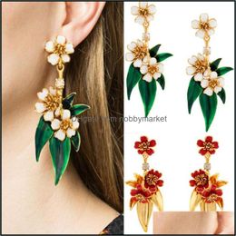 Earrings & Necklace Jewellery Sets Csxjd Design Vintage Personality Exaggerated Enamel Flower Stud Banquet Party Drop Delivery 2021 Ytoga