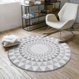 Nordic Gray Series Round Carpets For Living Room Computer Chair Area Rug Children Play Tent Floor Mat Cloakroom Rugs And 210626