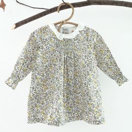 Spring Kids Girl Long Sleeve Dress Infant Baby born Clothes Embroidery Floral 210429