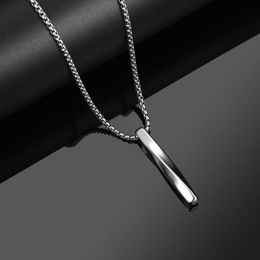Chains 1PC Fashion Black Pendant Necklace Men Women Trendy Simple Stainless Steel Chain Punk Jewellery Gift