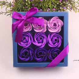 NEWSoap Flower Rose 9 Pcs A Box Wedding Birthday Day Artificial Soap Gift Valentines Day Decoration CCD12769