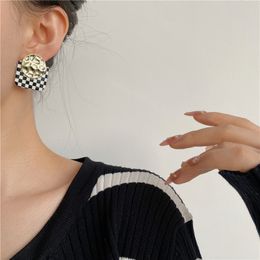 Fashion Modern Lattice Metallic Acrylic Jointed Earrings For Women 2021 New Jewellery Earings Wholesale