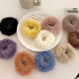 16Colors Soft Fluffy Faux Fur Scrunchies Women Elastic Hair Bands Hair Ring Rope Ties Hair Accessories For Girls Ponytail Holder