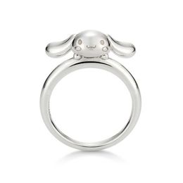 anime Big Ear Cute Dog Argent Pur Ring wedding couples rings for women