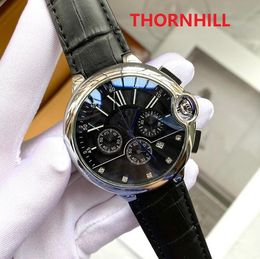 factory mens multi functional watches stopwatch leather butterfly buckle watch waterproof wristwatch montre de luxe