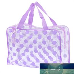 Printed Transparent PVC Waterproof Toiletry Bag Dot Cosmetic Bag Travel Zipper Makeup Box Dustproof Clothing Storage Bag