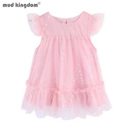 Mudkingdom Sparkly Stars Baby Girl Dress Tulle Knee Length for Kids Dresses Ruffle Fluffy Party Princess Girls Summer Clothes 210615